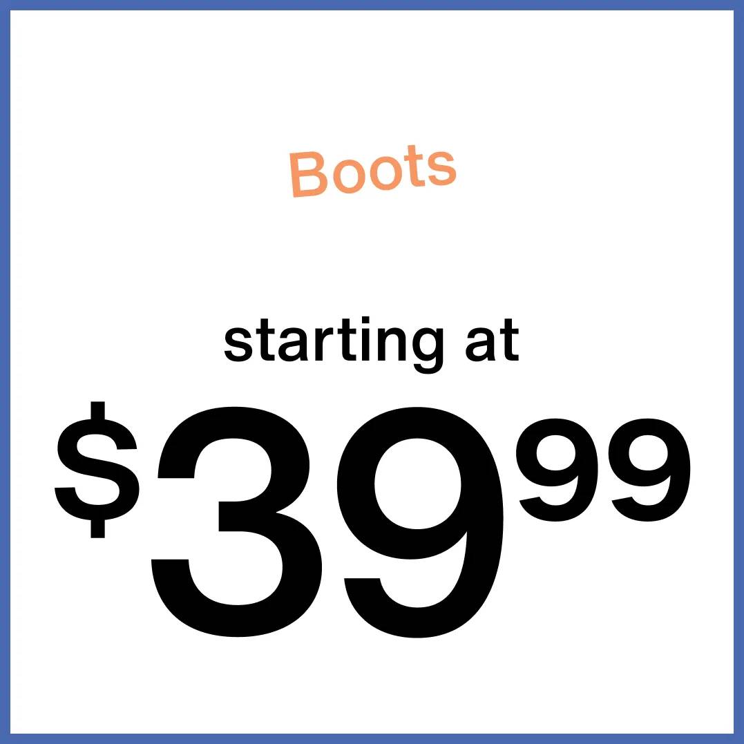 Click to shop kids boots starting at $39.99