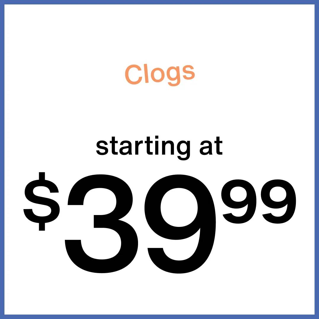 Click to shop kids' clogs starting at $39.99