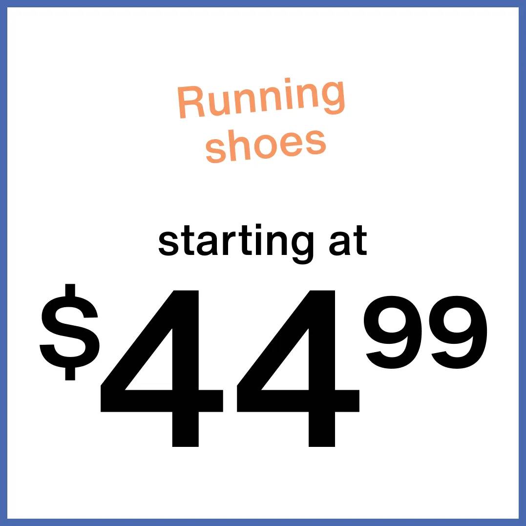 Click to shop kids' running shoes starting at $44.99