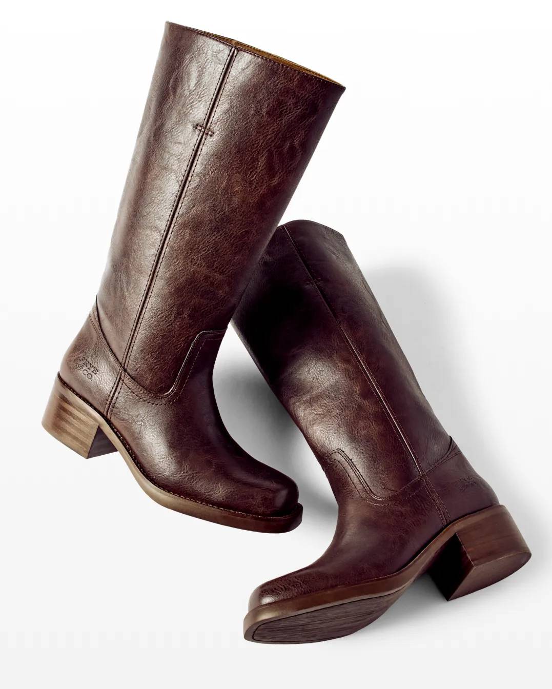 Featring two pairs of tall boots.