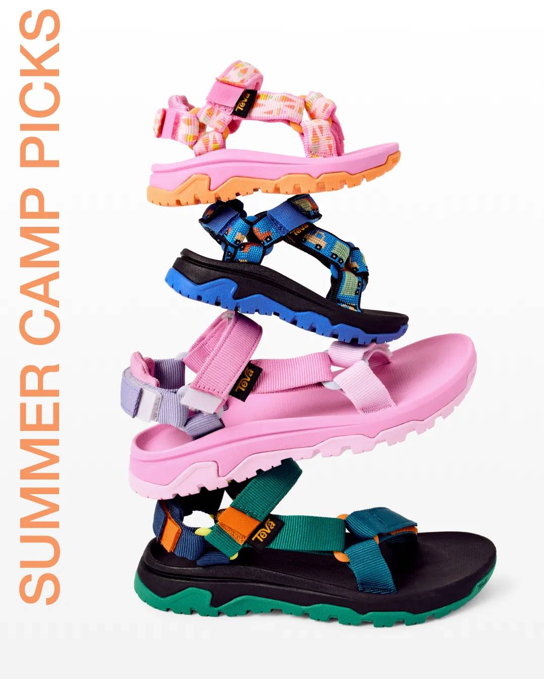 Featuring an assortment of kids sandals.