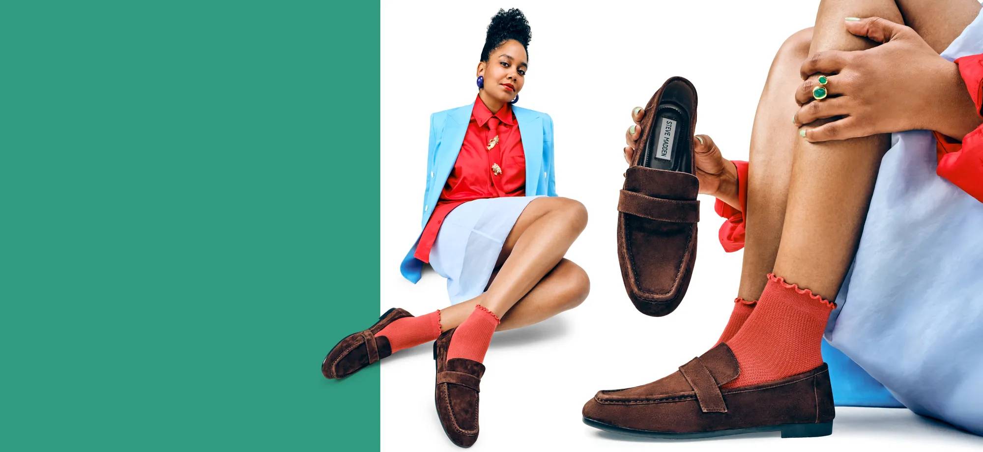 featuring two women with fall styles of shoes.