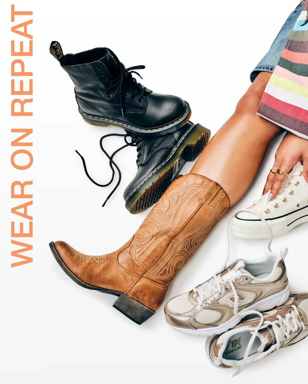 Featuring an assortment of close-toed boots.