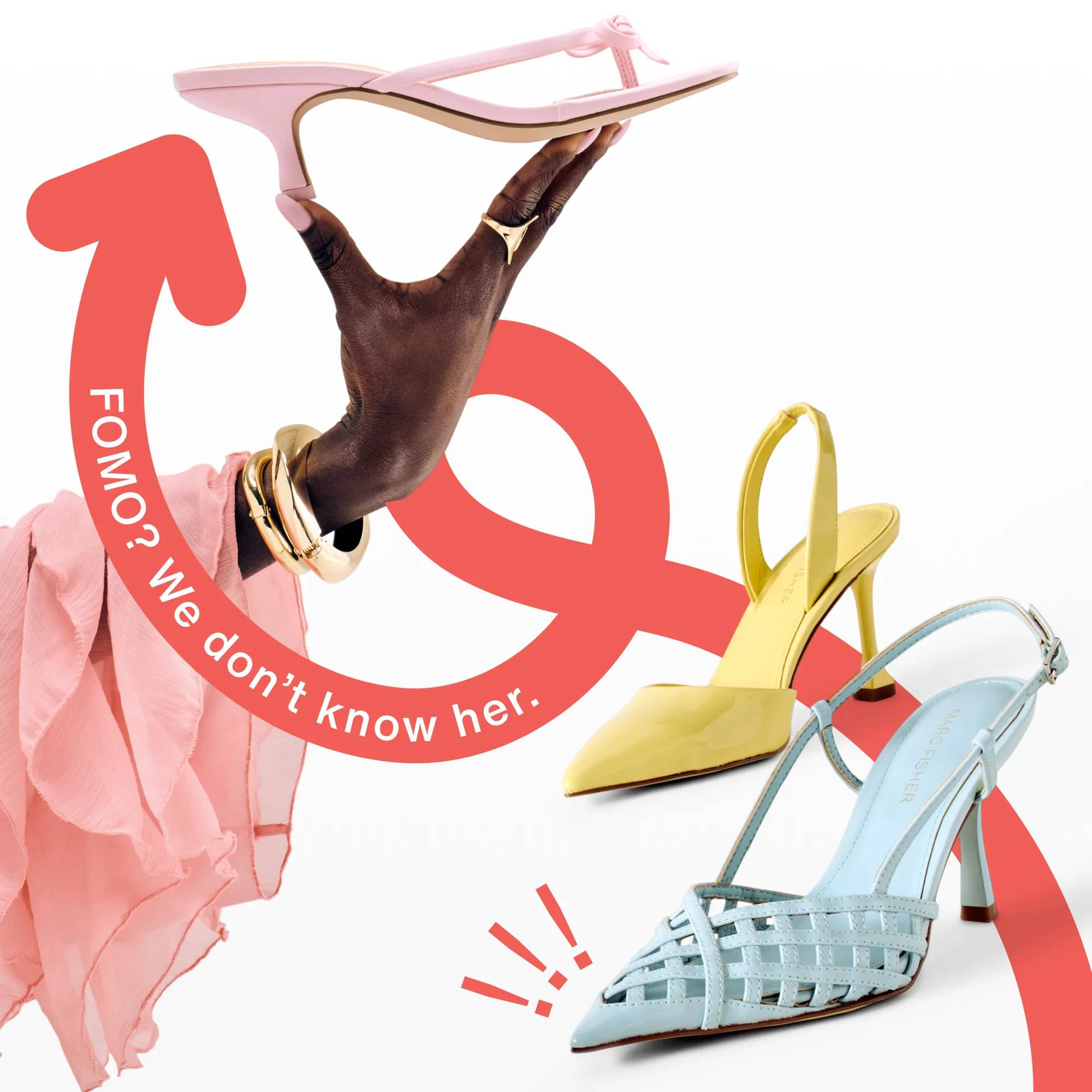 Featuring an assortment of colorful heels.