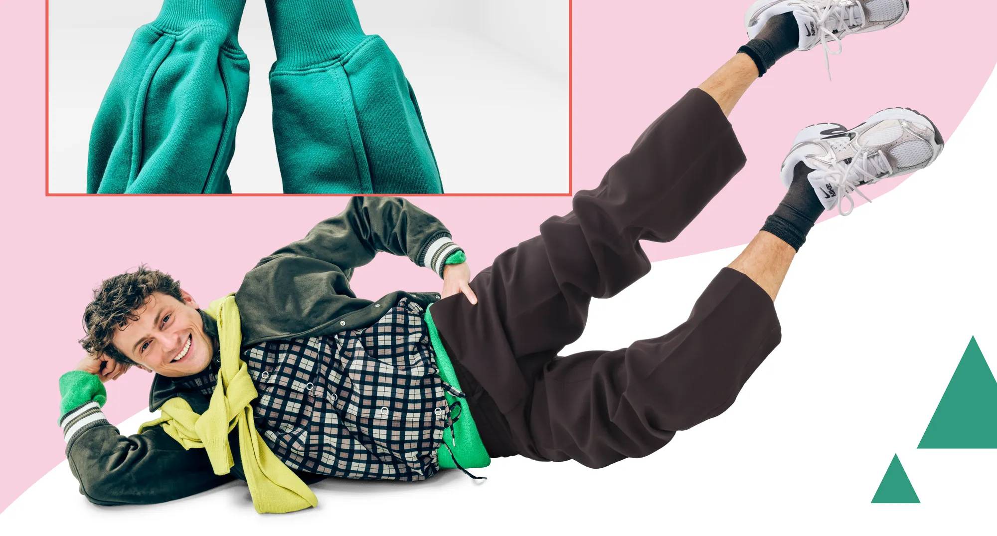 Featuring a man wearing Nike sneakers.
