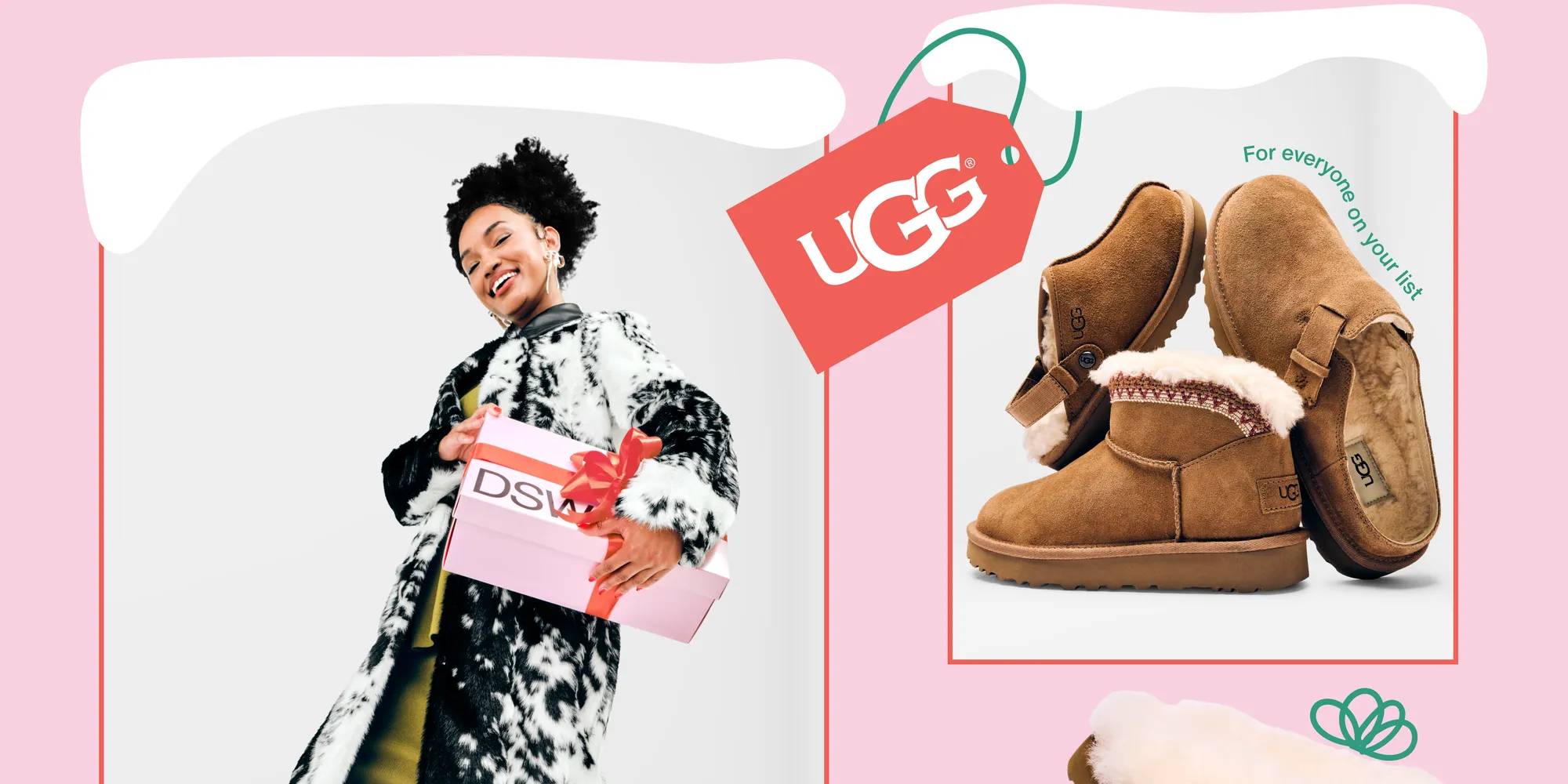 Featuring a model styling UGG boots.