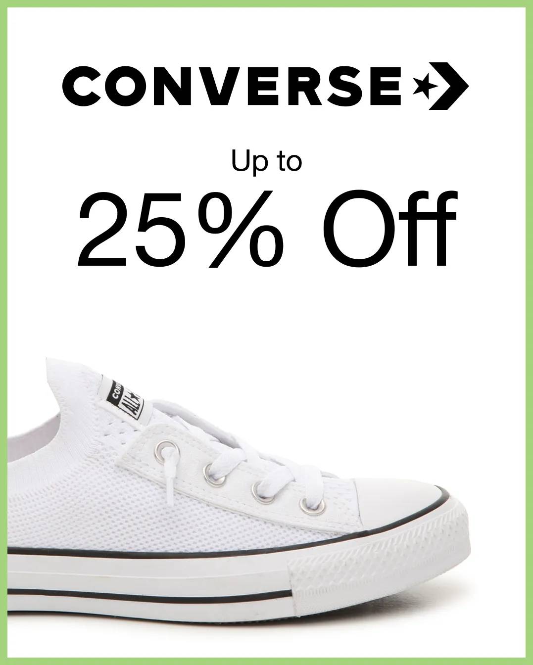 Featuring a white Converse sneaker.