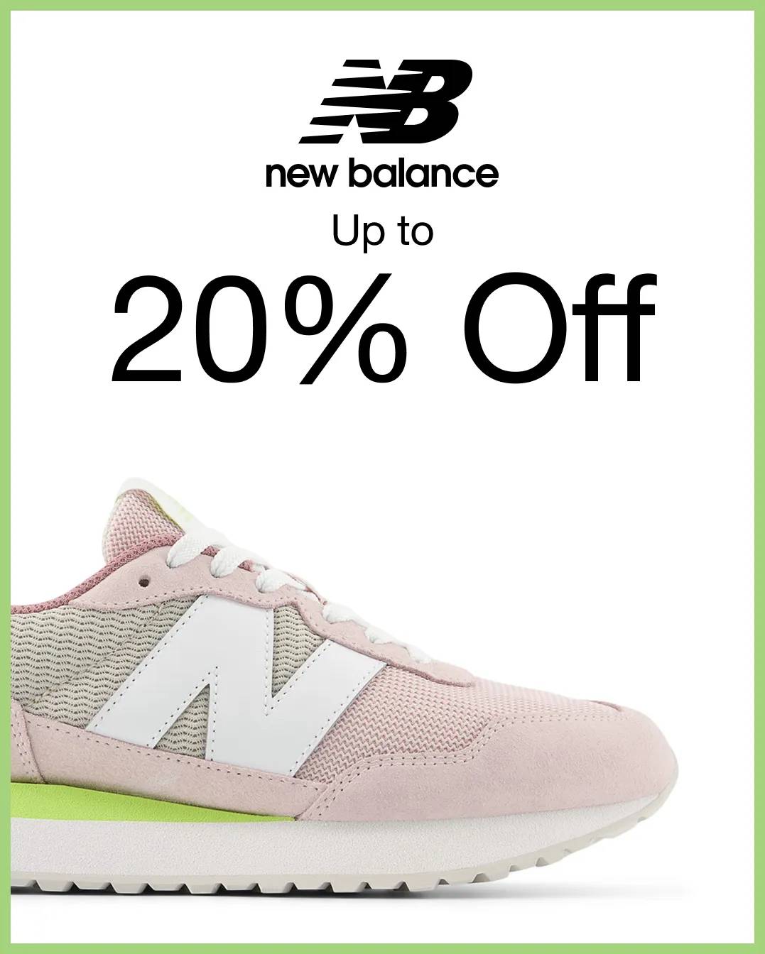 Featuring a pink sneaker from New Balance.