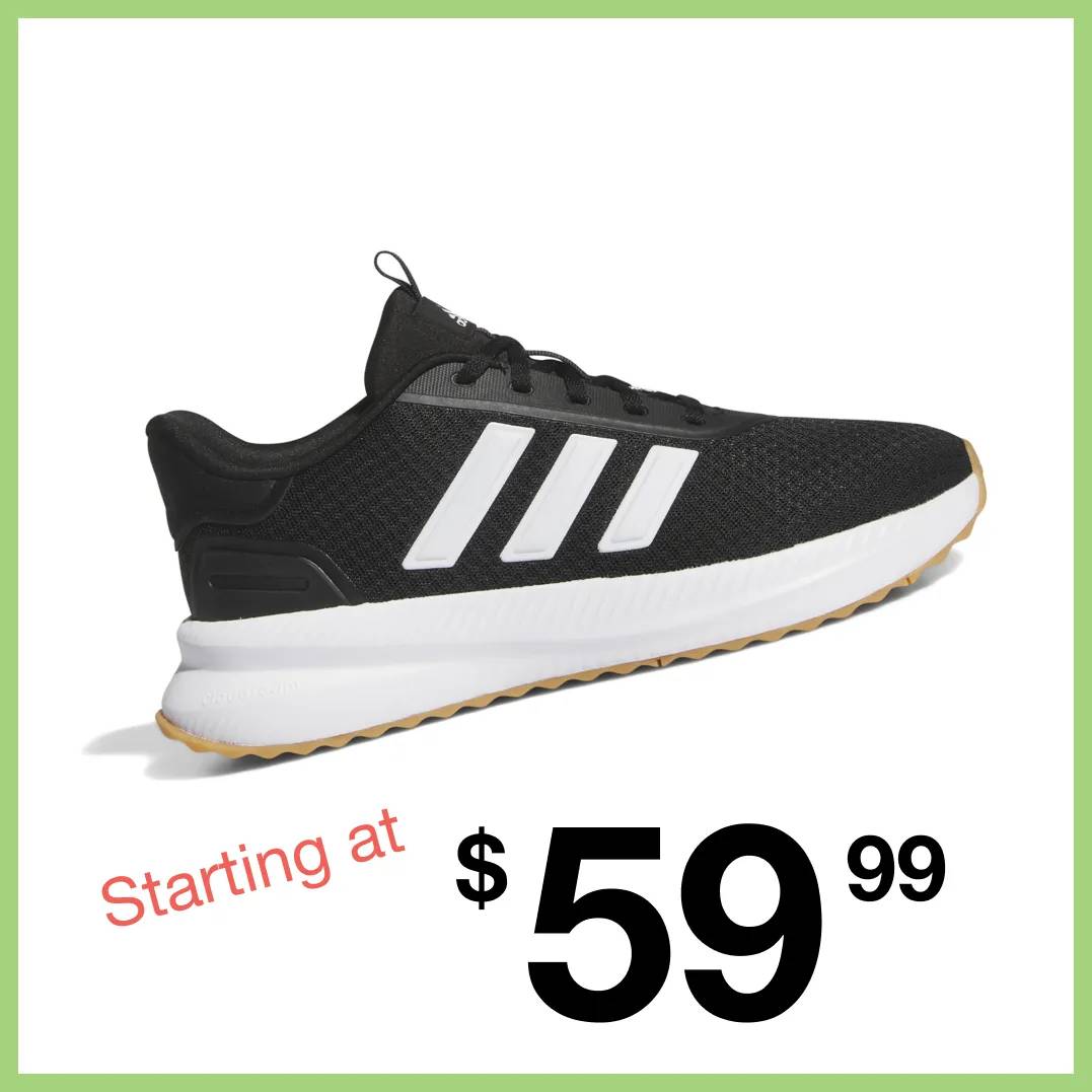 Featuring a women's black and white Adidas sneaker.
