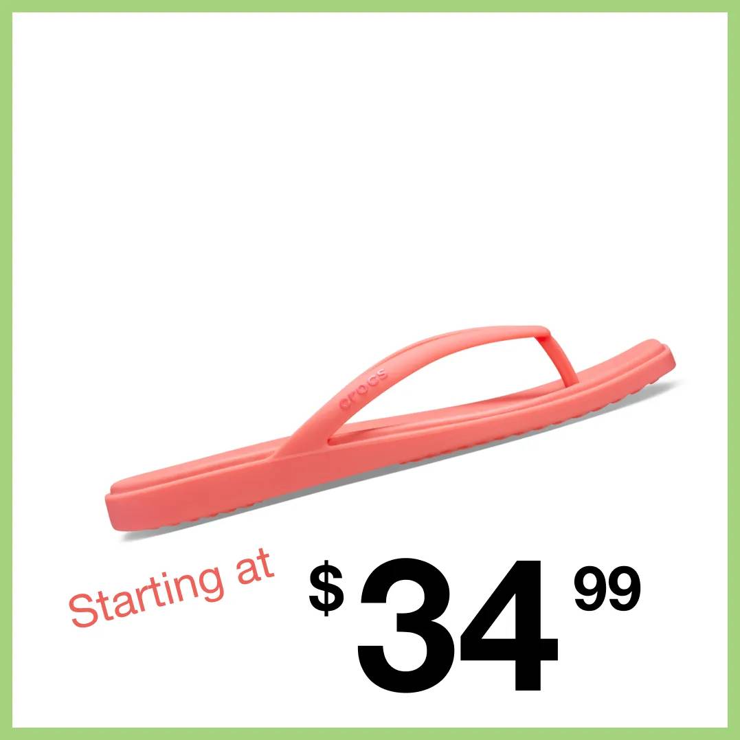 Featuring a pink flip flop.