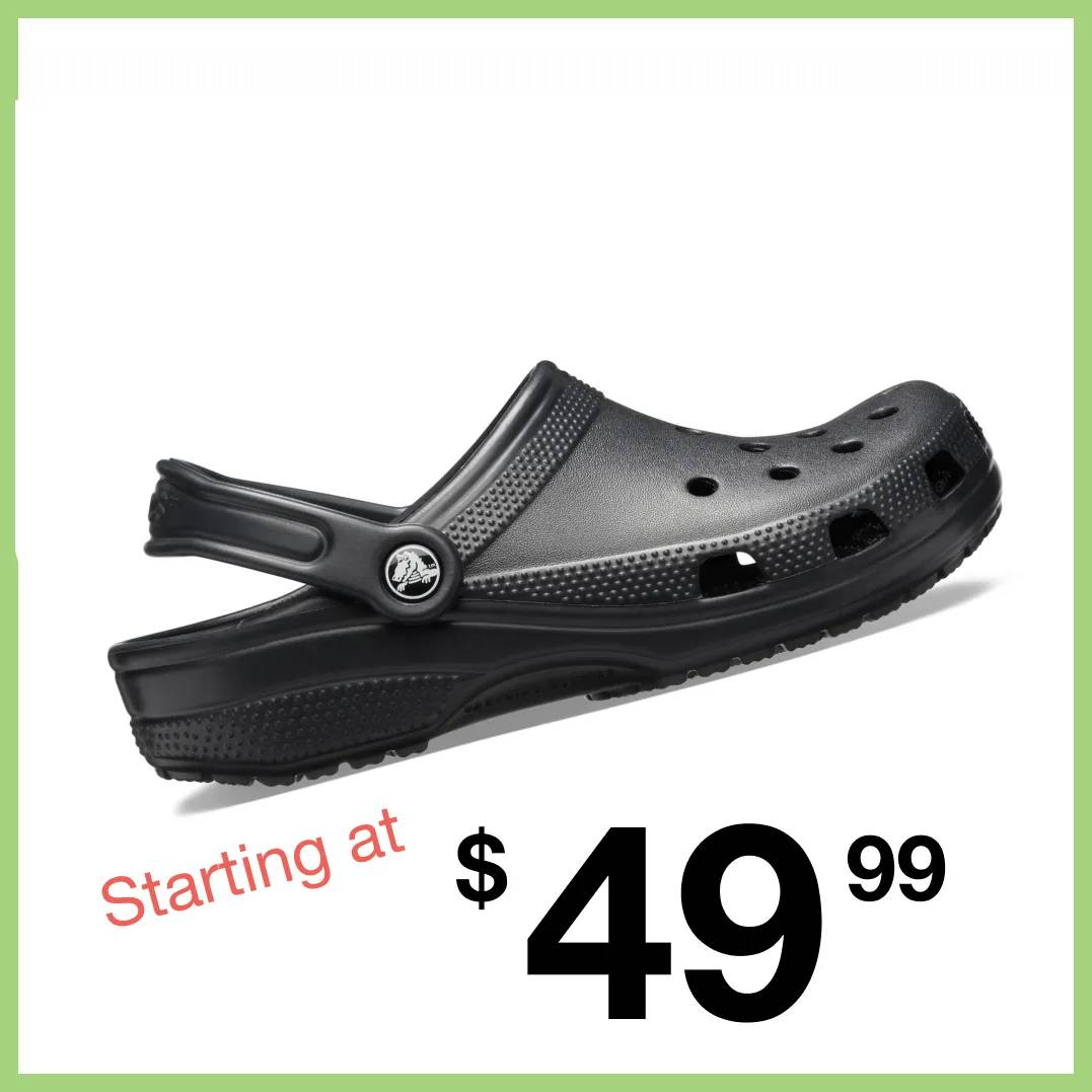 Featuring a black Croc.