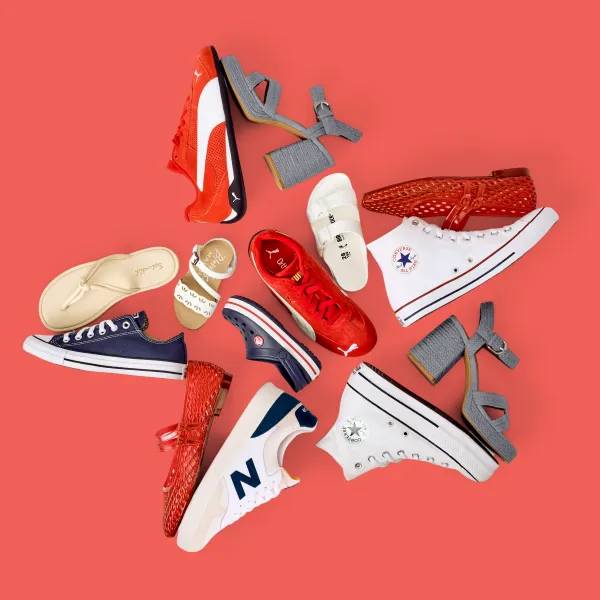 Featuring an assortment of shoes in the shape of a star