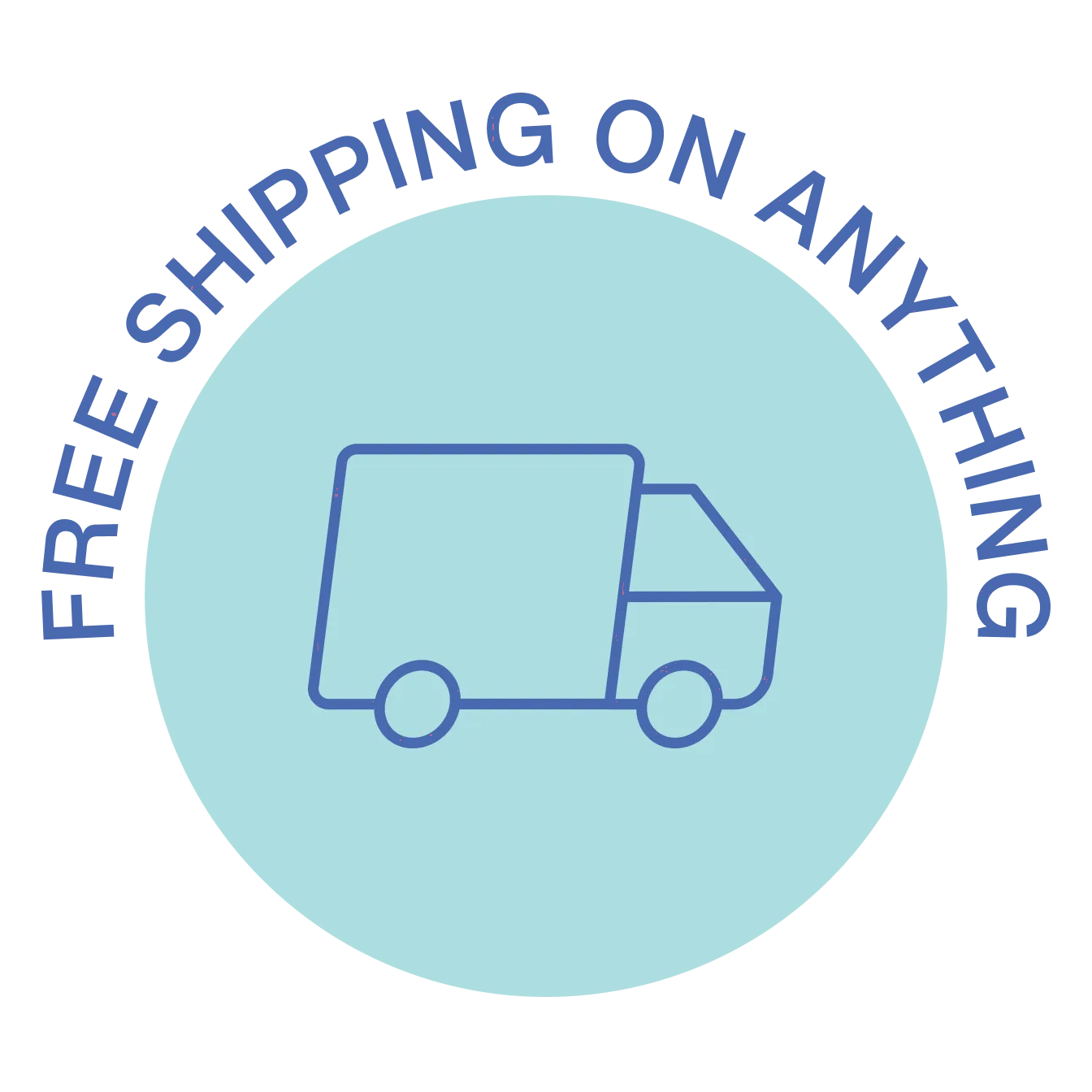 Light blue circular icon with a shipping truck inside.