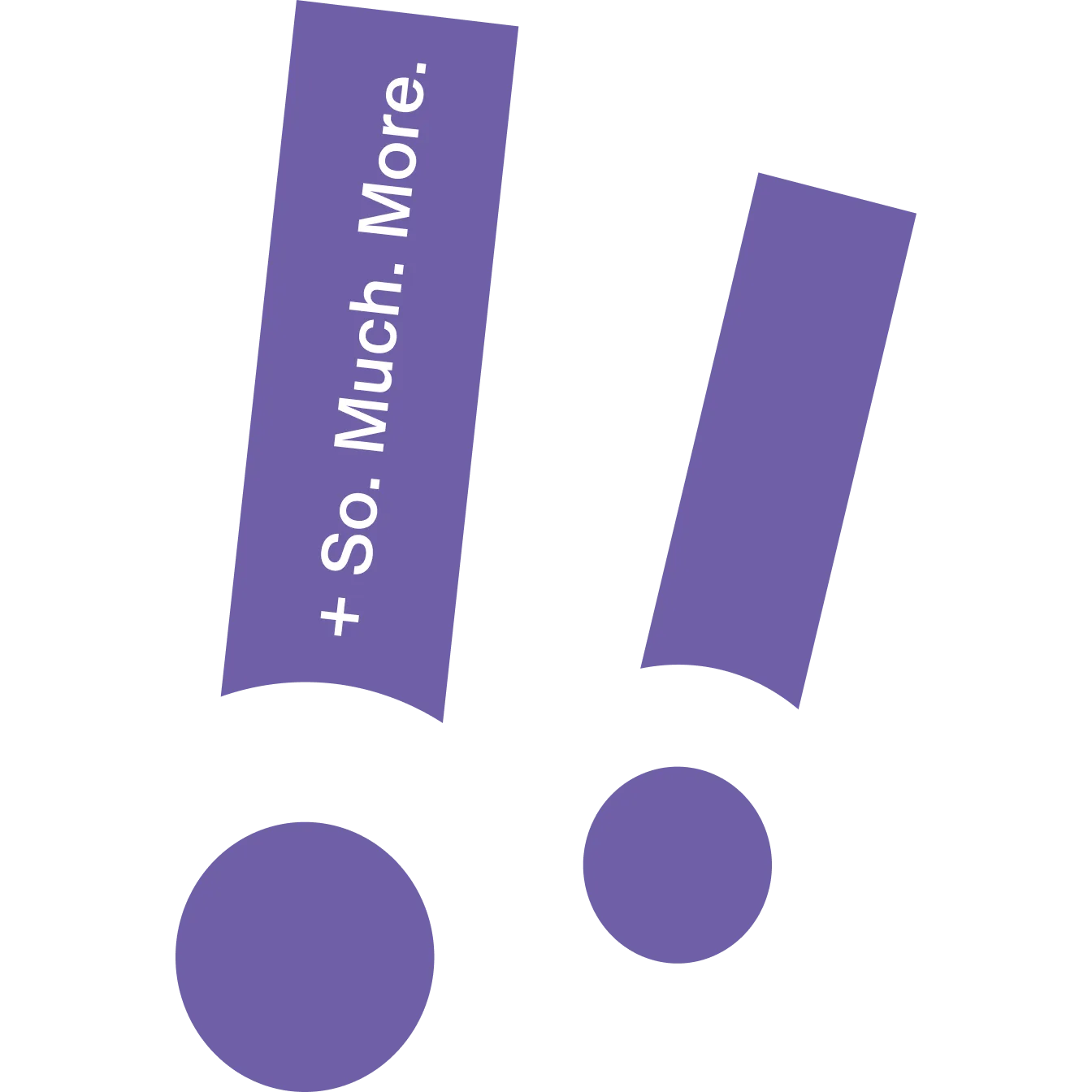 Two large purple exclamation points.