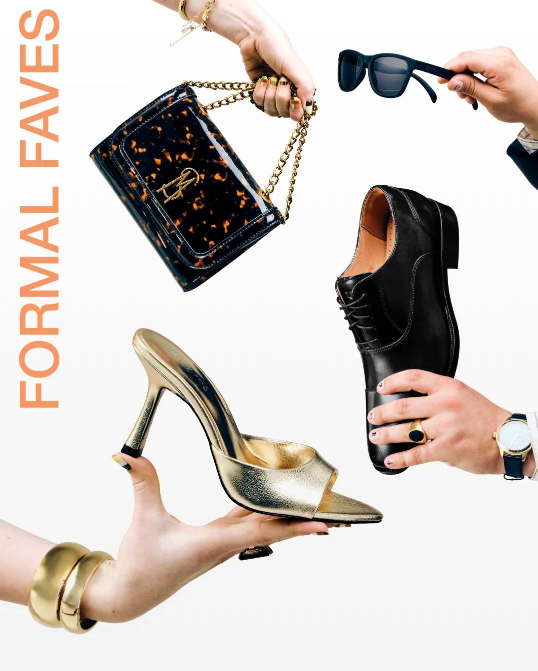 Featuring an assortment of formal attire shoes and accessories.