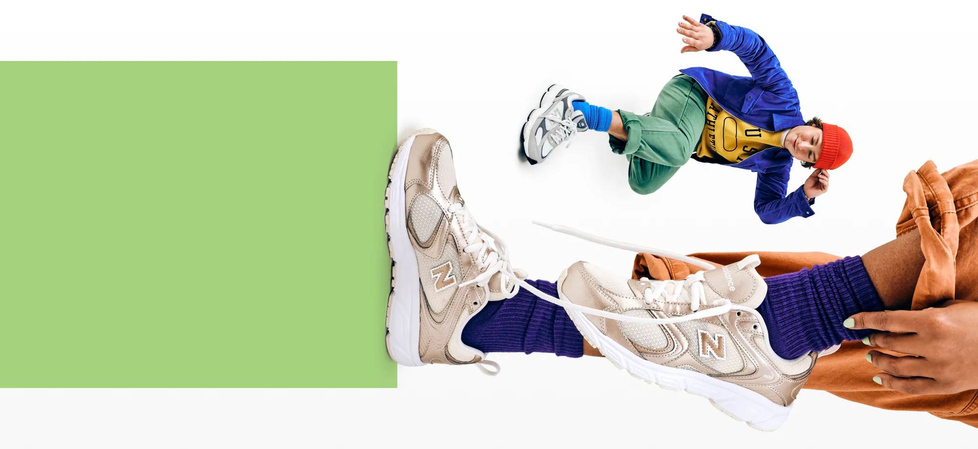Featuring an assortment of New Balance sneakers.
