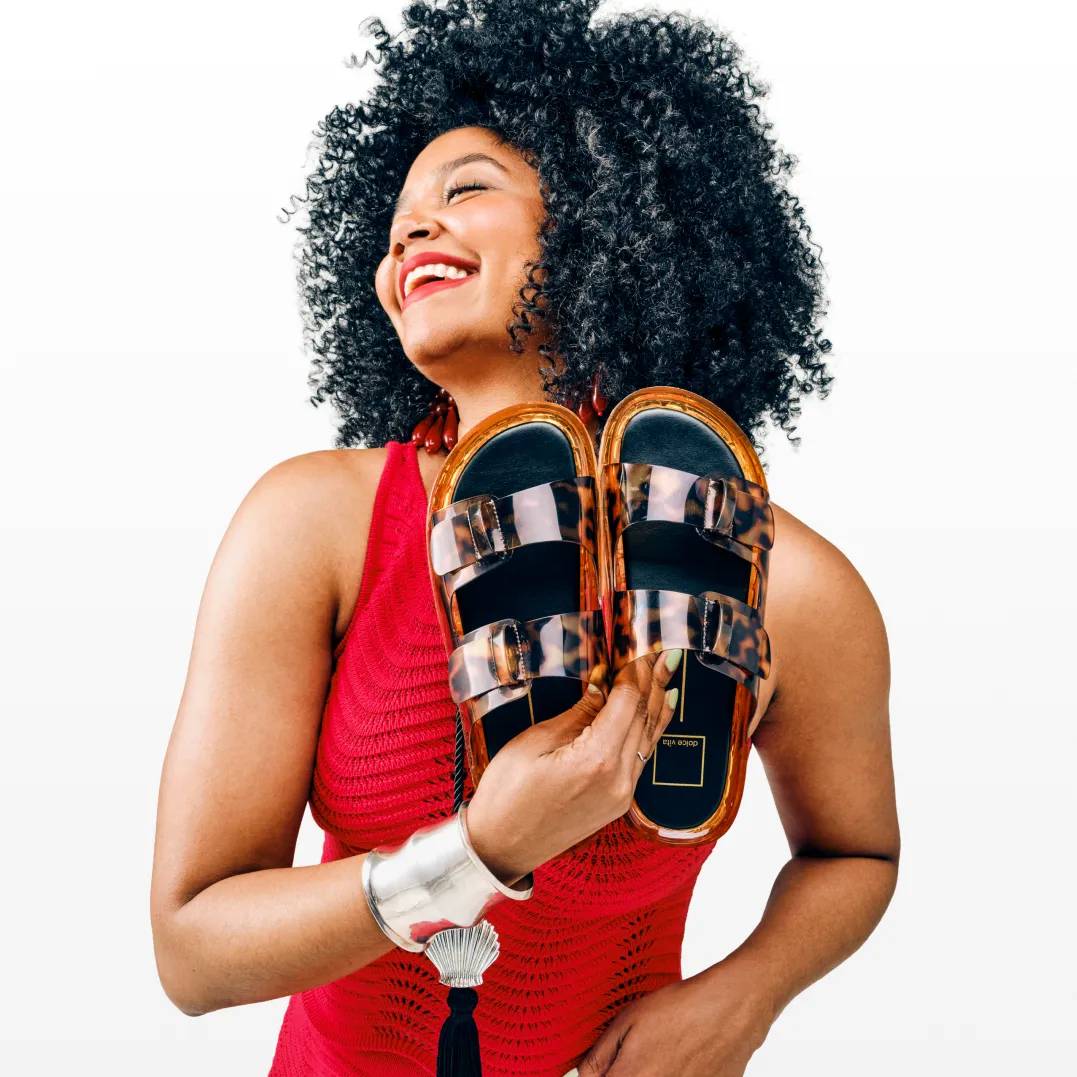 Featuring a model in the Sam Edelman Signature Collection Lindy Sandal. Click to read more about the spring trends.