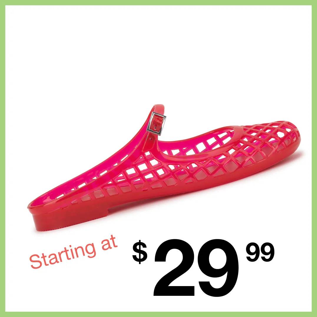 Featuring a women's hot pink slip on shoe.