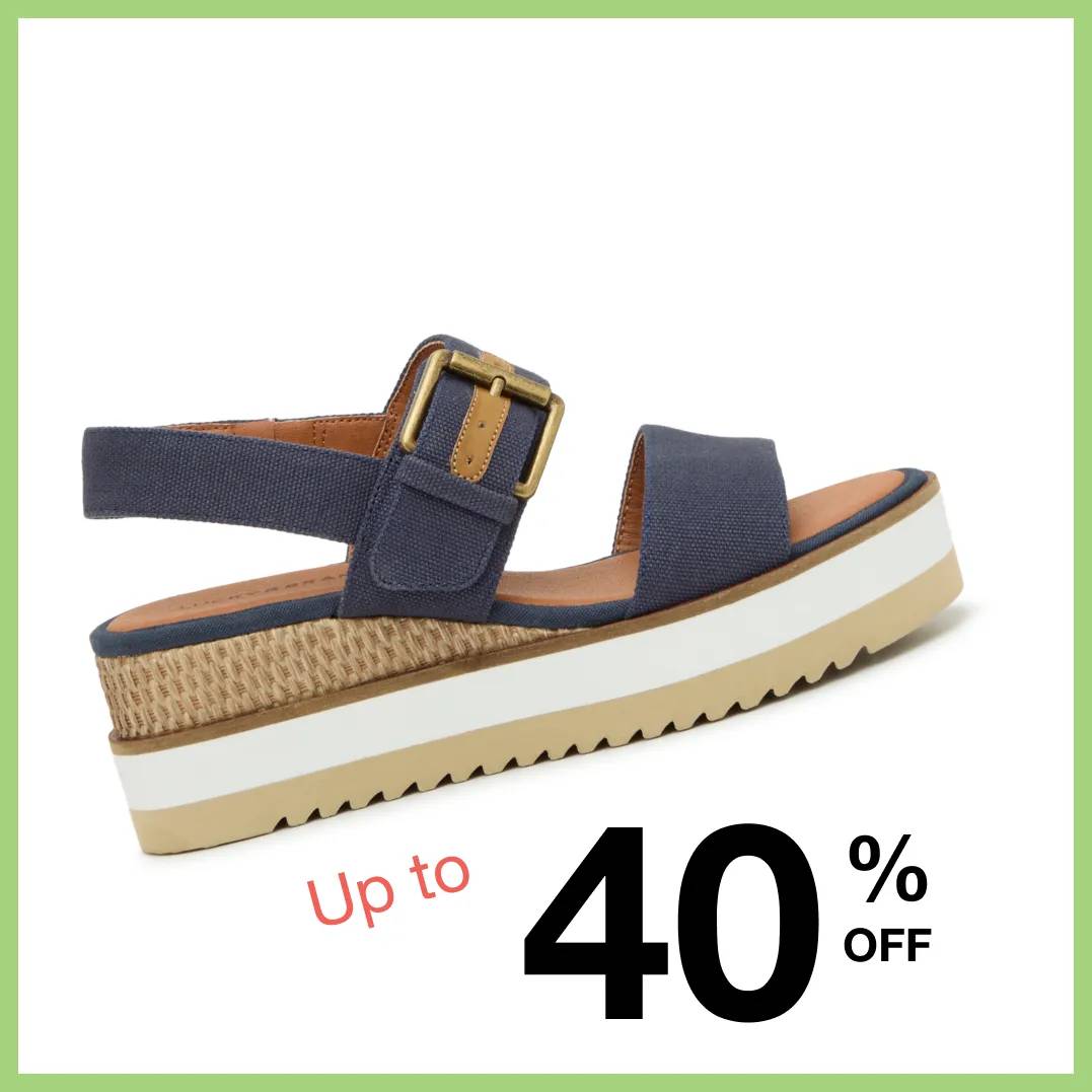 Featuring a wedge sandal.