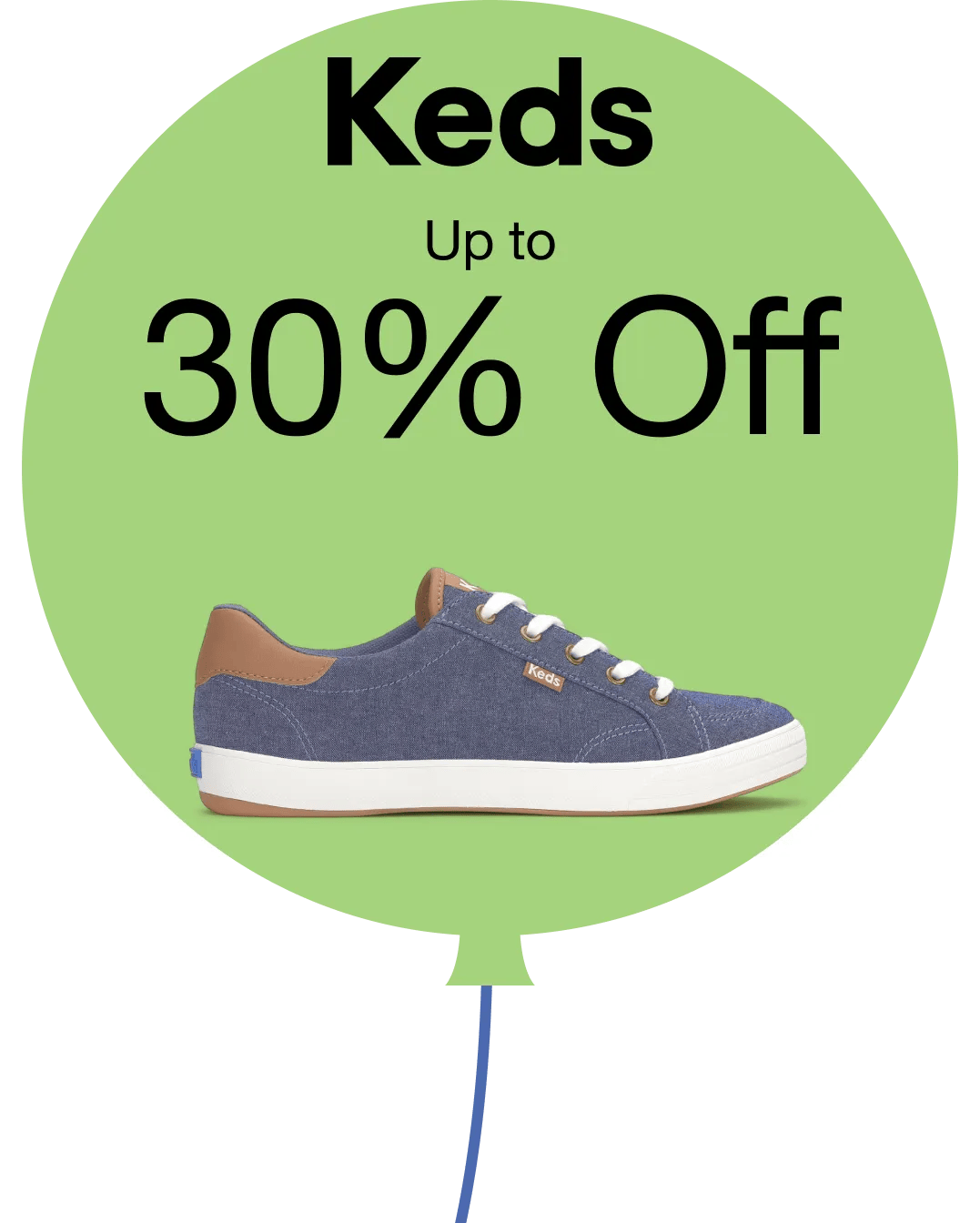 Featuring a green balloon with a Keds sneaker and Keds logo inside.