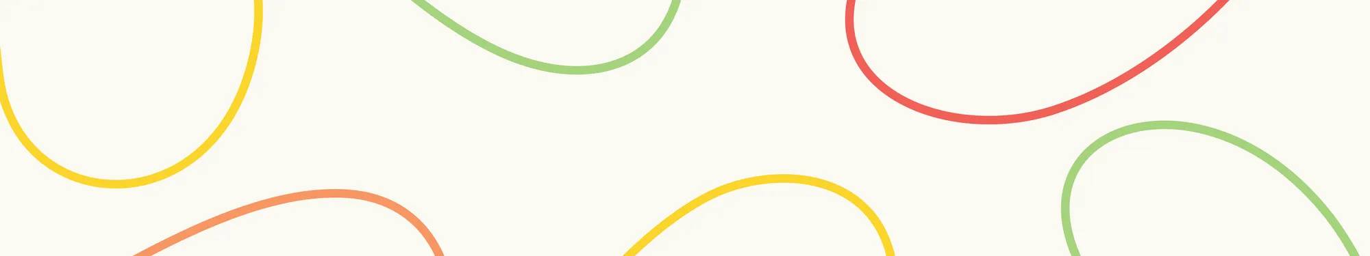 Cream background with color swirls all over it.