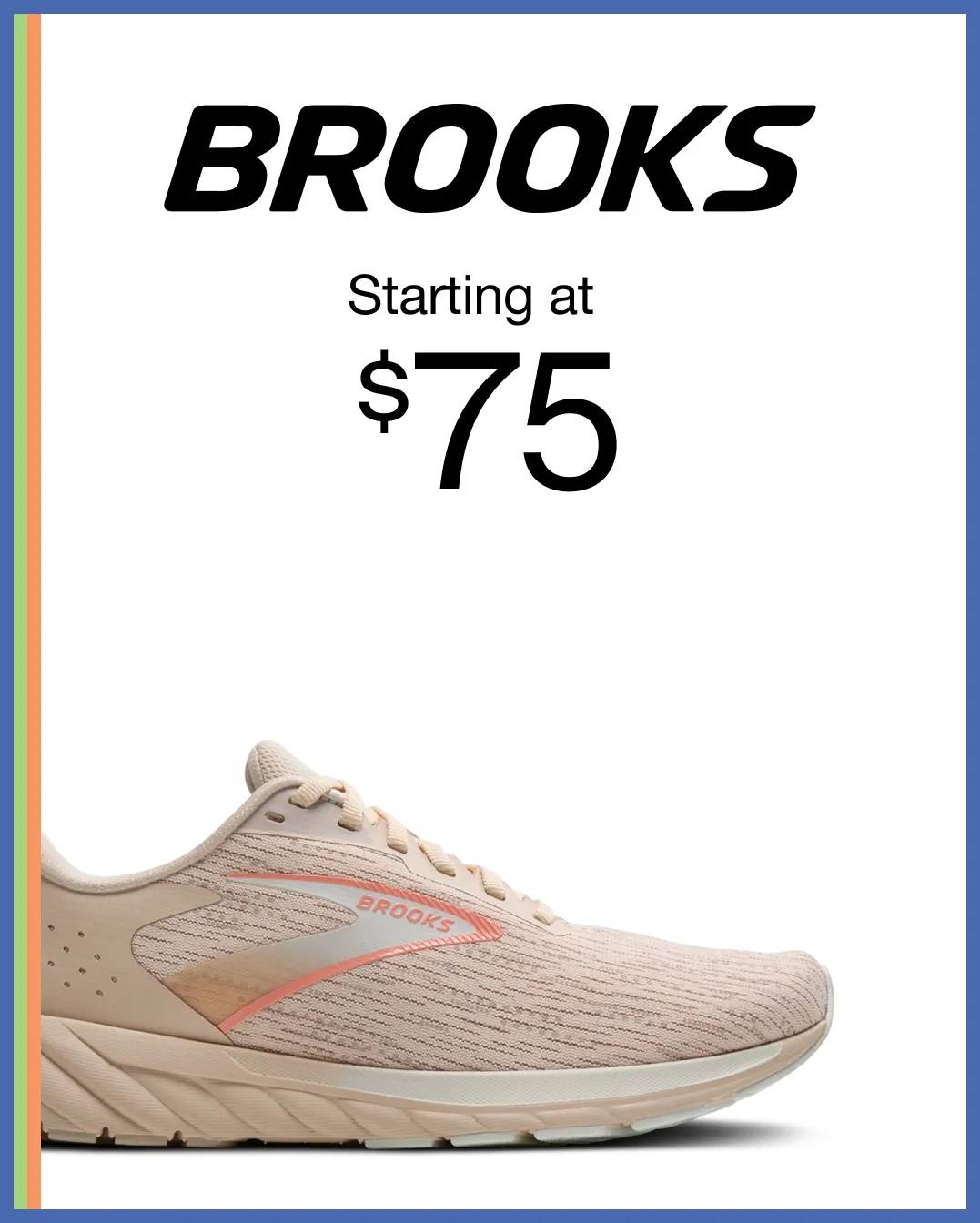 Featuring a neutral colored Brooks sneaker.