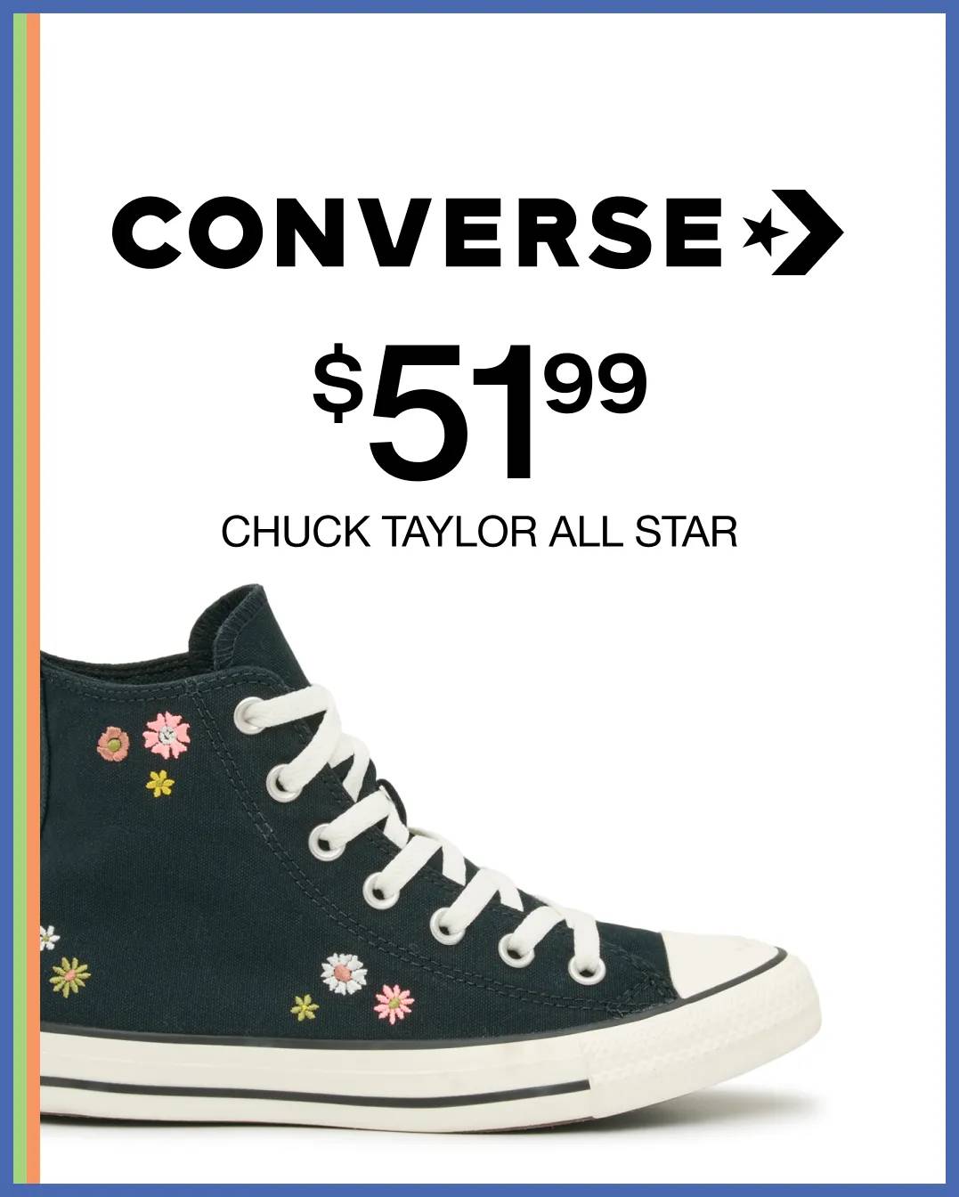 Featuring a black Converse sneaker.