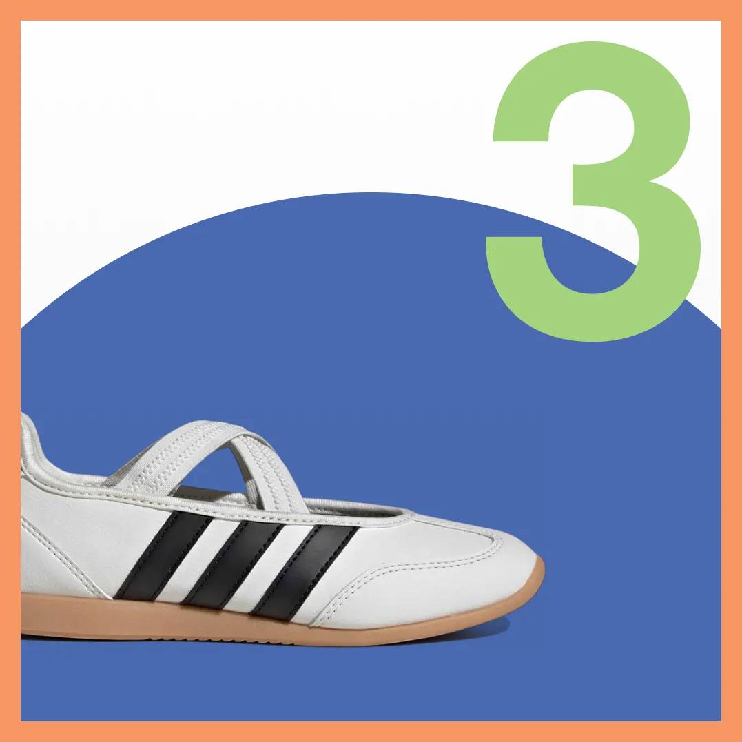 Featuring a kids' adidas Barreda Mary Jane sneaker.