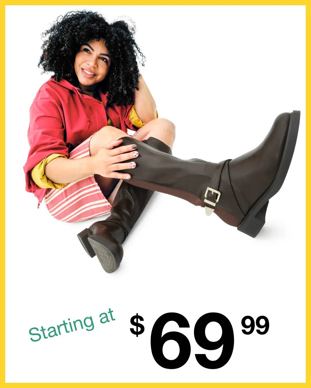 Featurng a woman wearing tall boots.