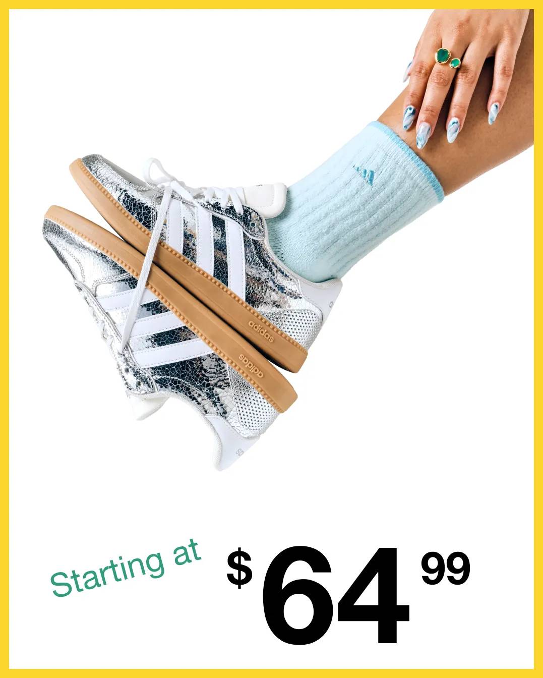 Featuring silver court sneakers.
