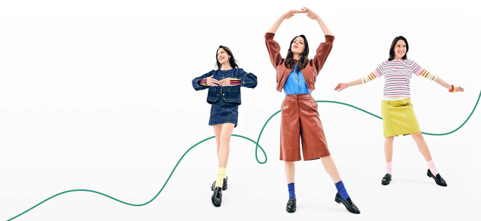 Model wearing the hottest loafer trends for fall. Read all about what shoes you should snag before the weather cools down.