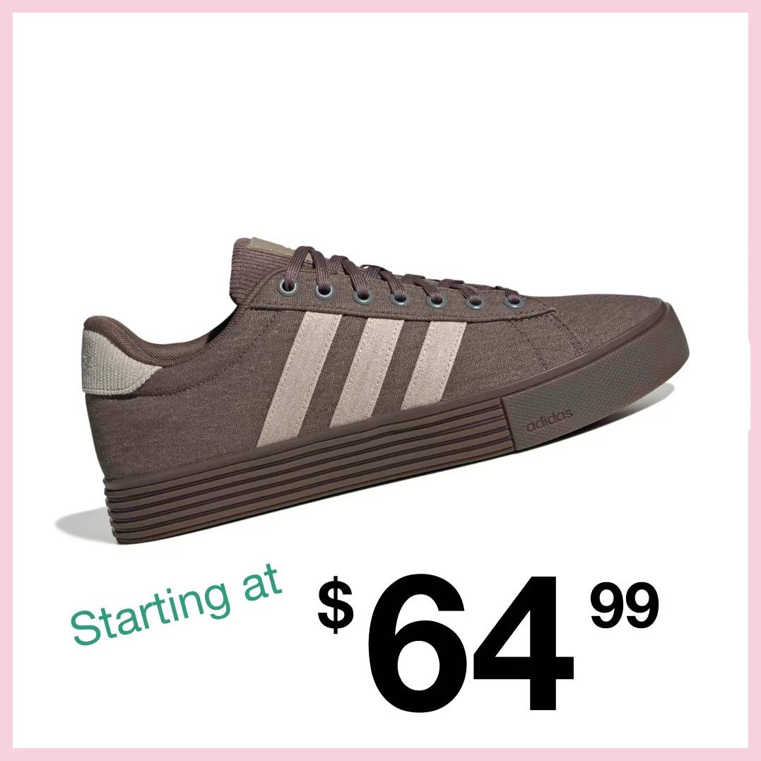 Featuring a brown court sneaker from adidas.