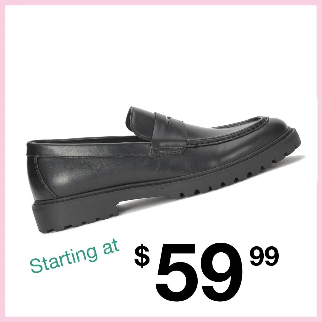 Featuring a men's black loafer.