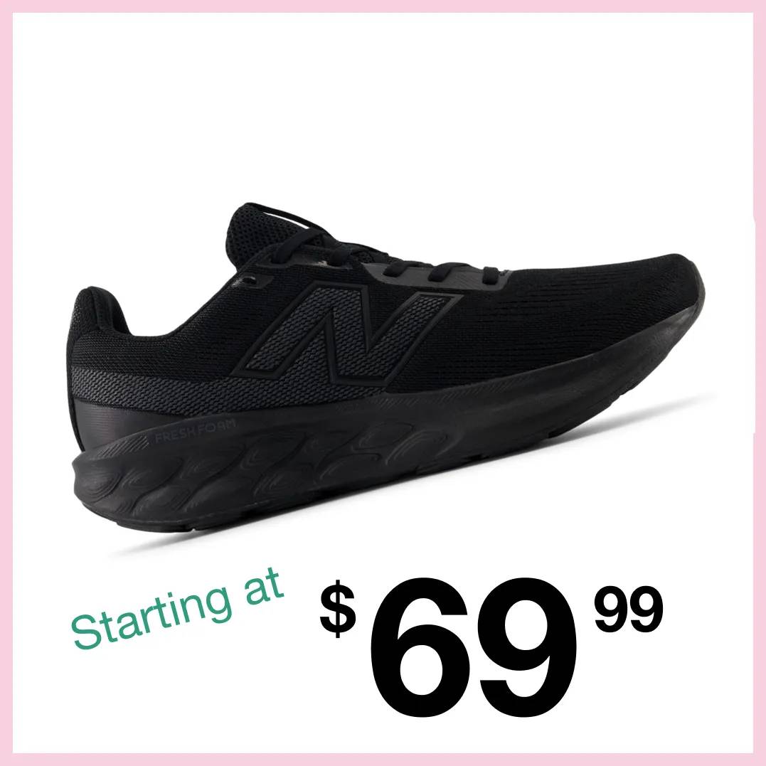 Featuring a men's black sneaker from New Balance.