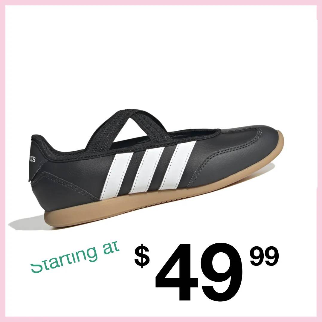 Featuring a kids' black and white sneakerina.
