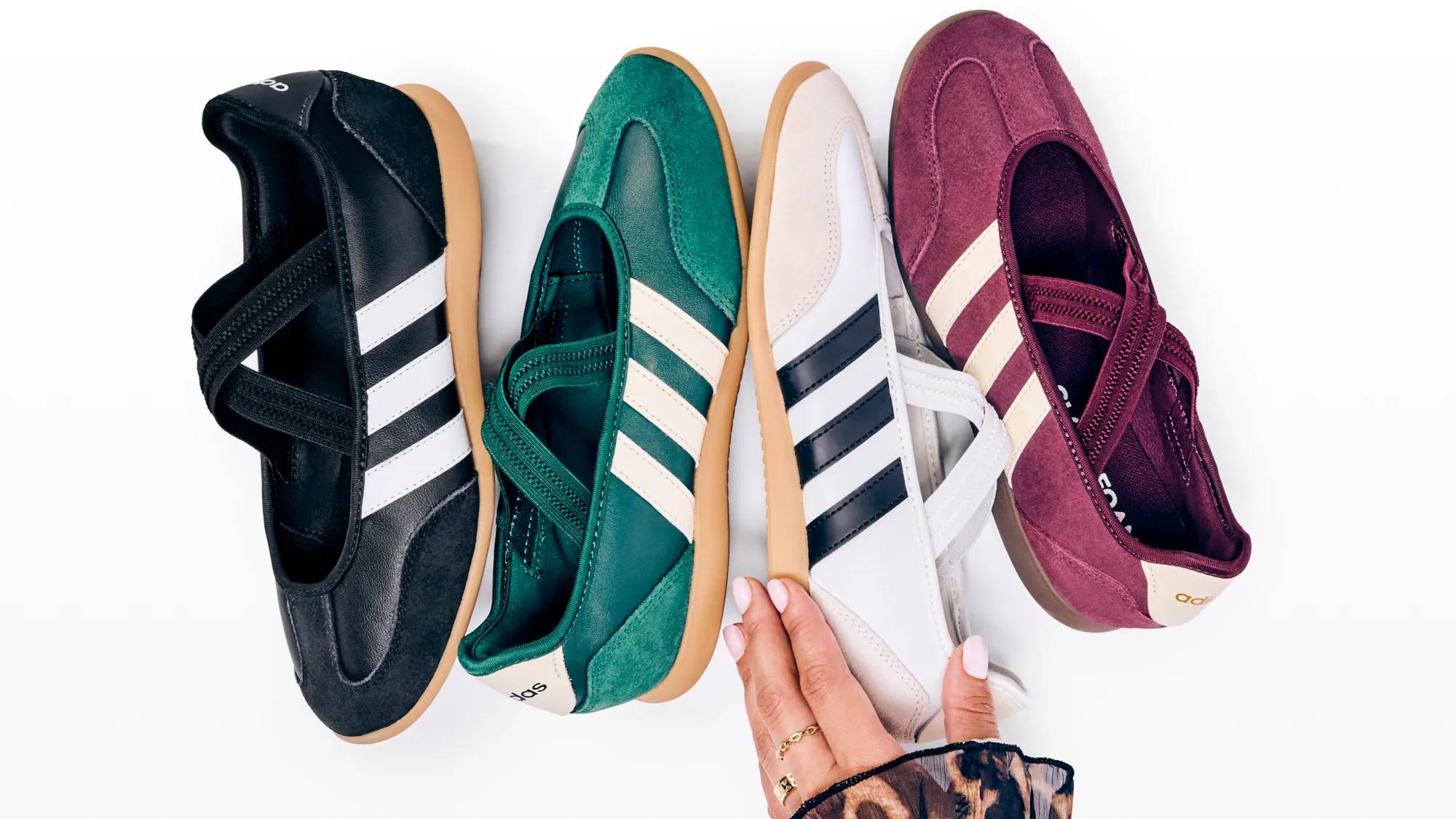 selection of Adidas Mary Jane sneaker in different color ways.