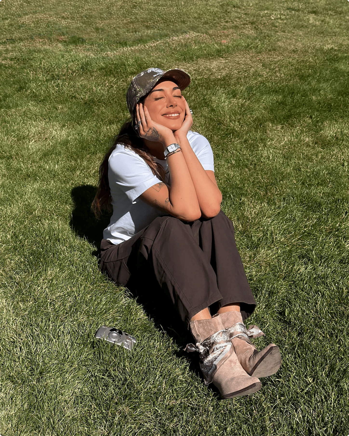 Featuring Brianna LaPaglia wearing a cowboy ankle boots.