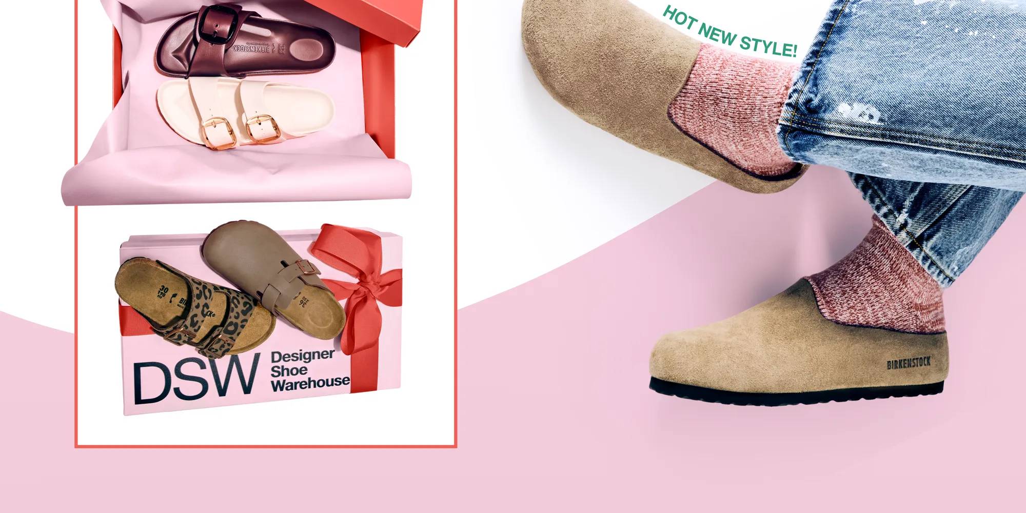 Featuring a model styling Birkenstocks.