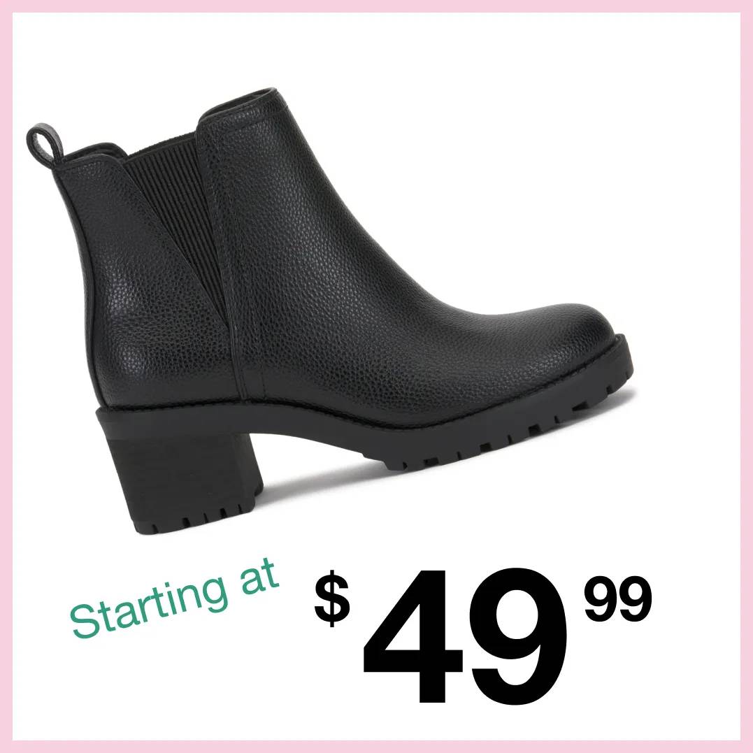 Featuring a black bootie.