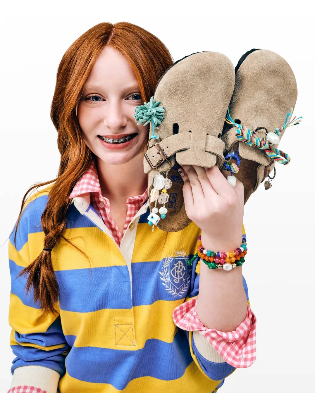 Model showing Boston Birkenstocks