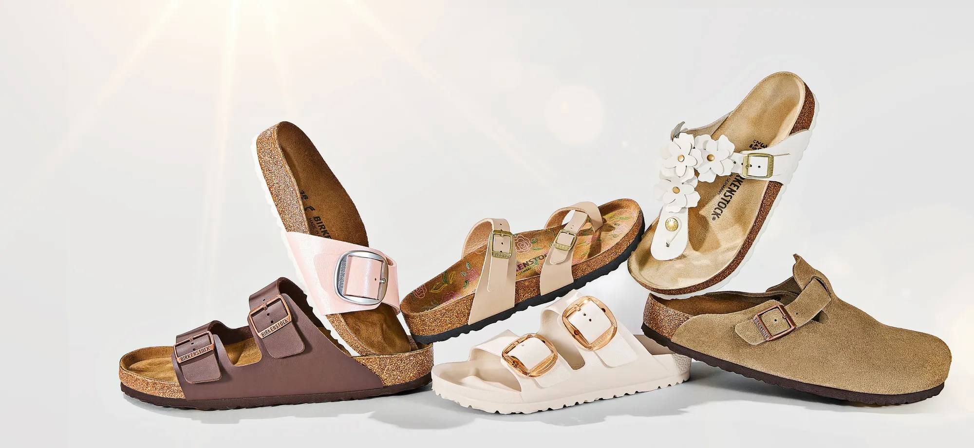 5 different Birkenstock sandals