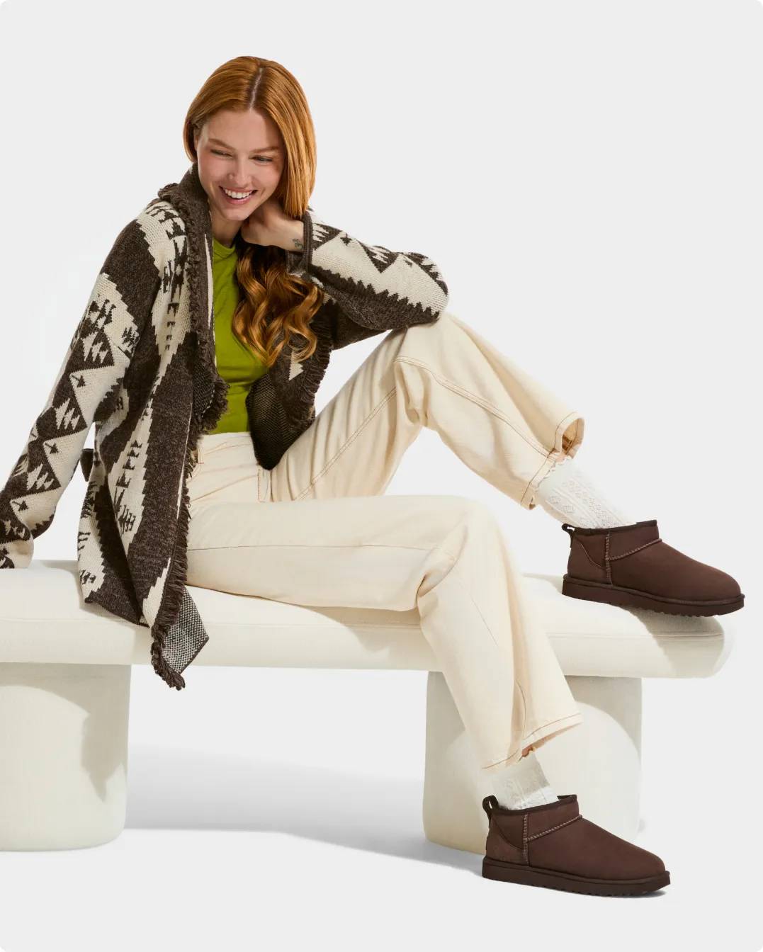 Woman wearing cozy boots