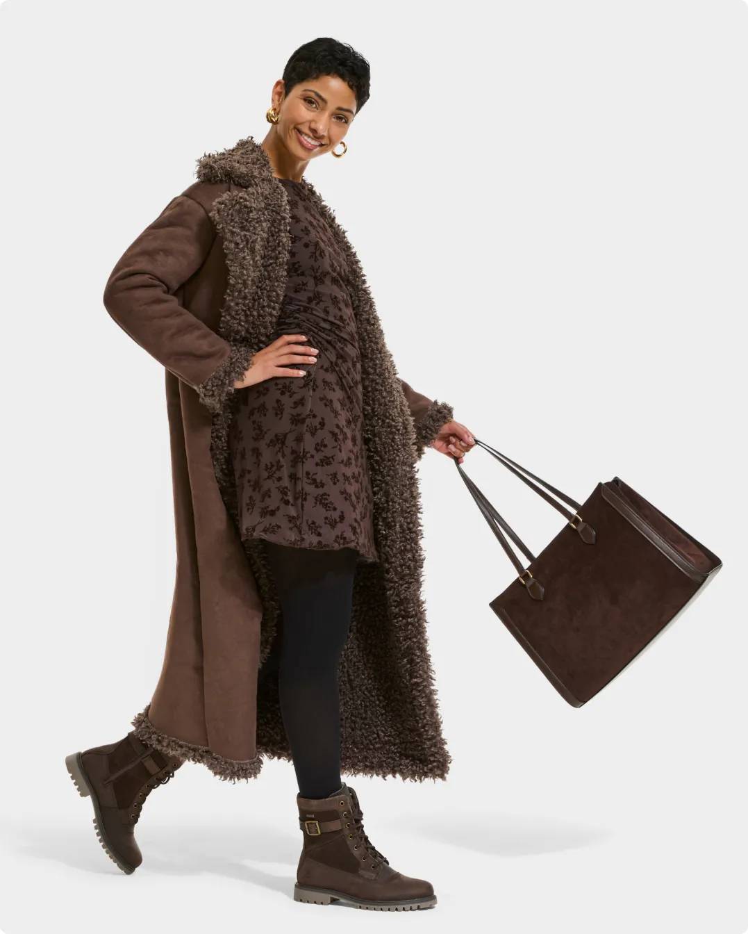 Shop shades of brown boots | a woman wearing boots in shades of browns