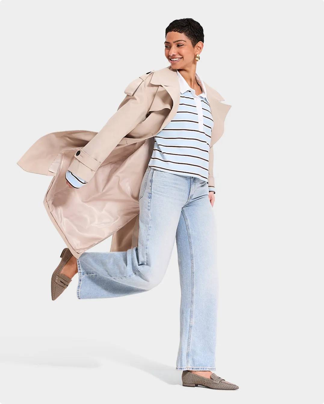 Model wearing loafers