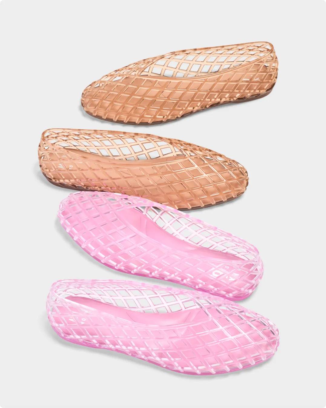 Pink and nude jelly flats