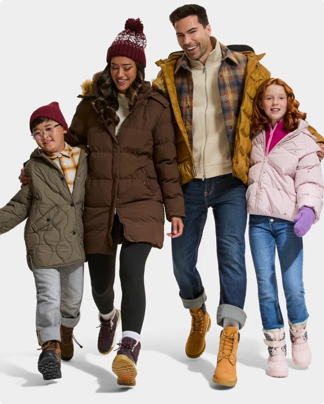 Family wearing winter clothes