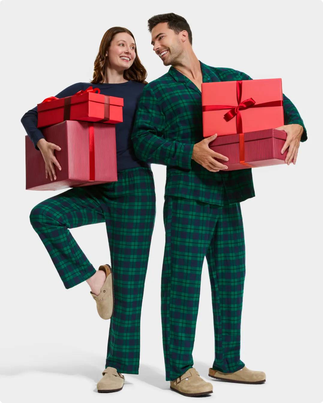 Woman and Man holding presents