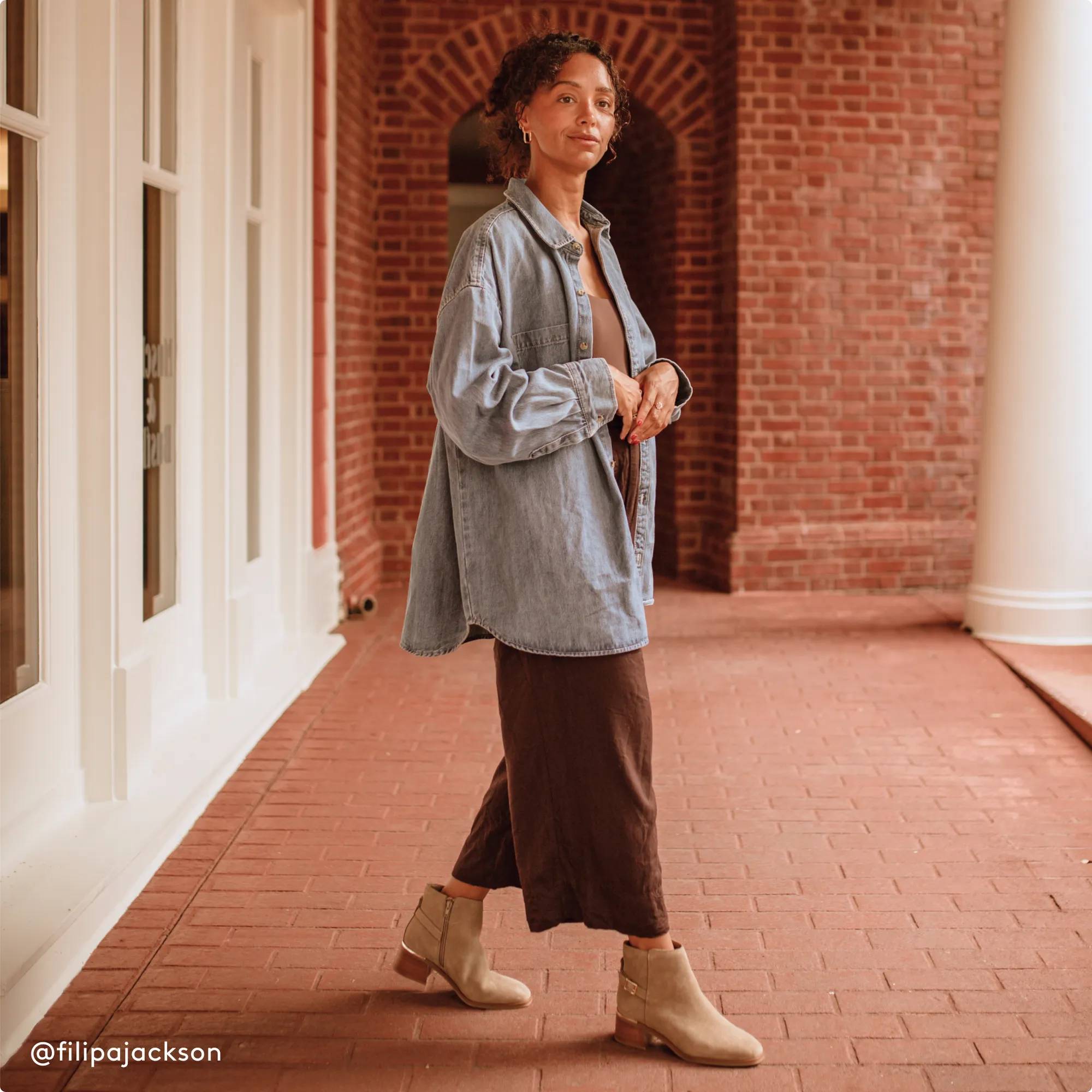 Woman wearing heeled booties