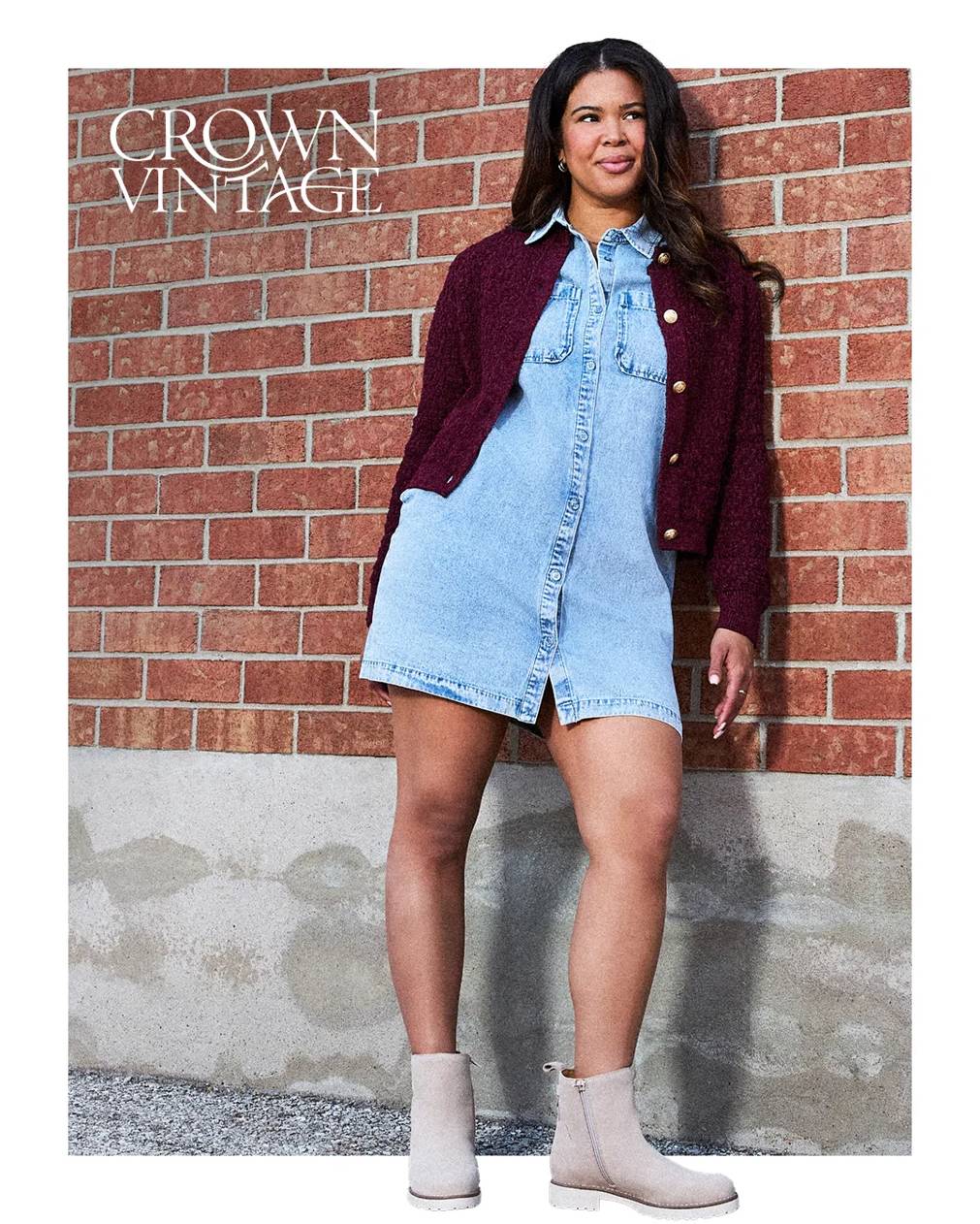 Woman in grey Crown Vintage booties