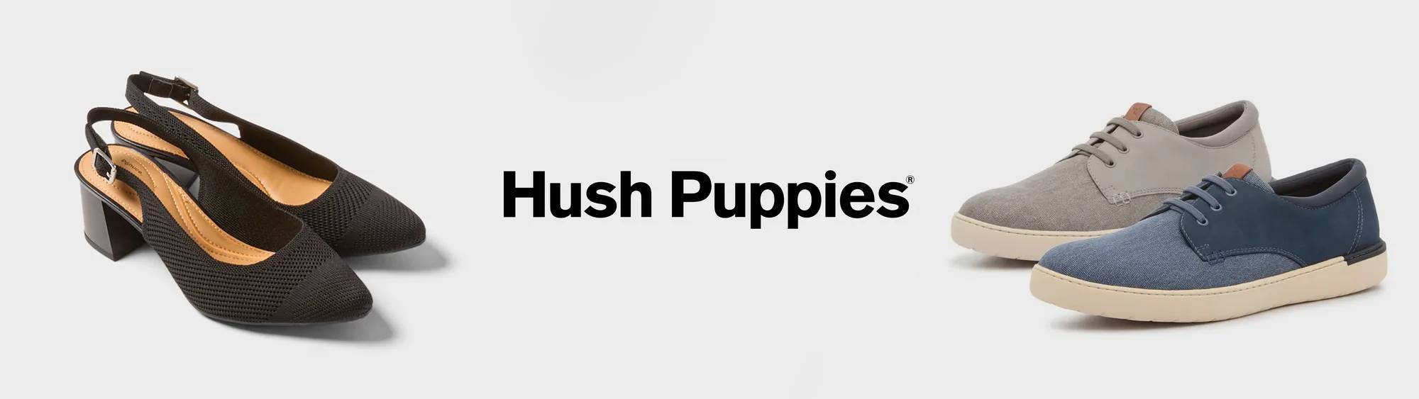 Studio shot of black Hush Puppies sling back heels